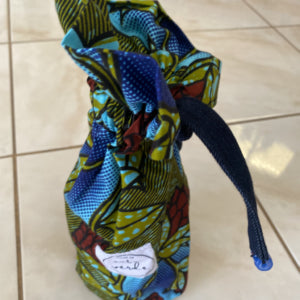 West African Wax Fabric "Kuzas" Wine Bag