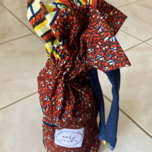 West African Wax Fabric "Kuzas" Wine Bag