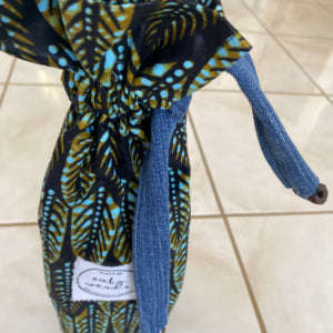 West African Wax Fabric "Kuzas" Wine Bag