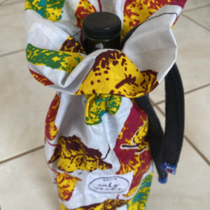 West African Wax Fabric "Kuzas" Wine Bag