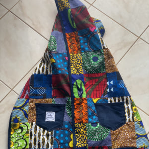 West African Wax Fabric "Kuzas" Quilted Pocketed Scarf