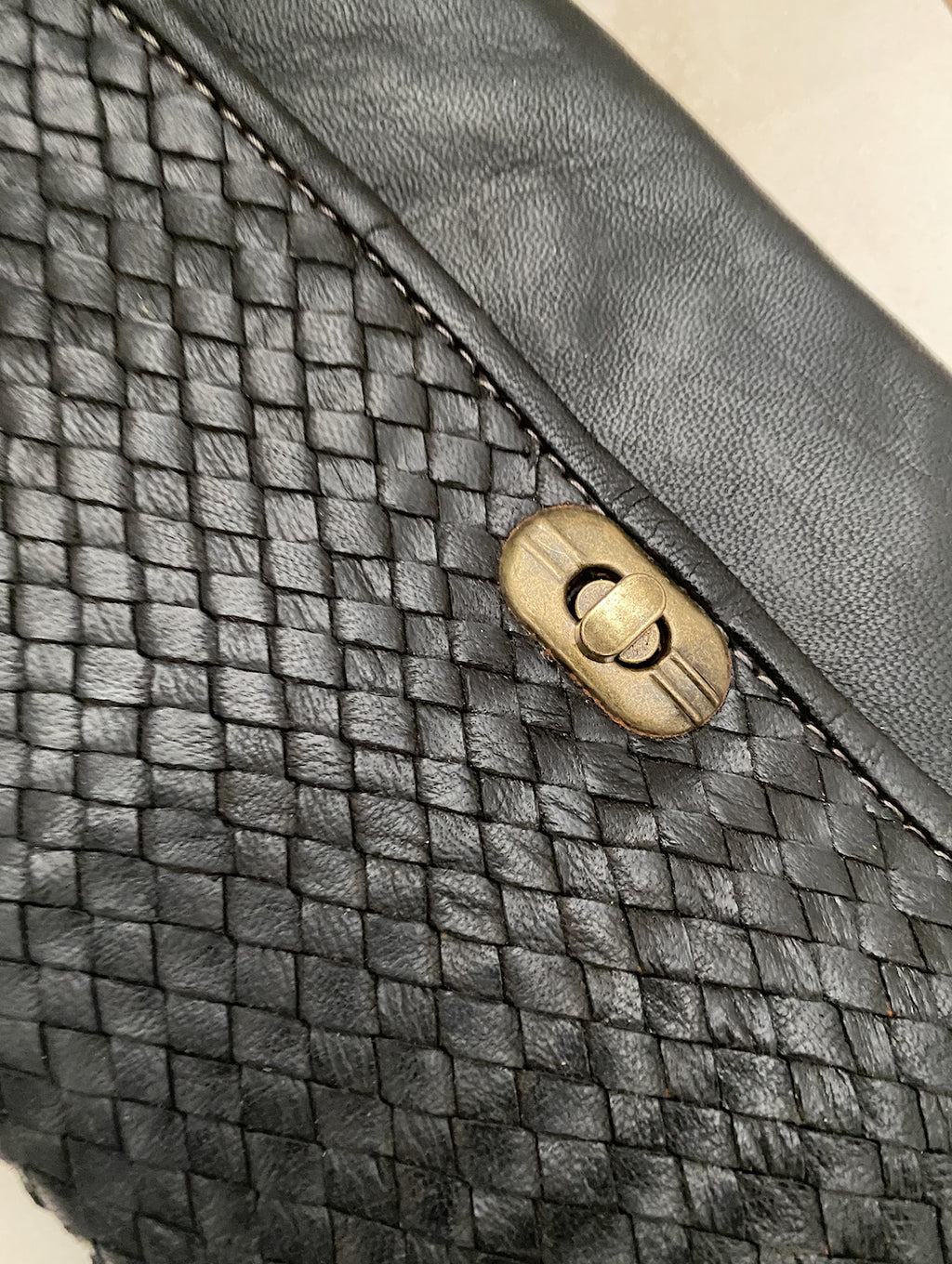 Black Leather Purse made in Morocco