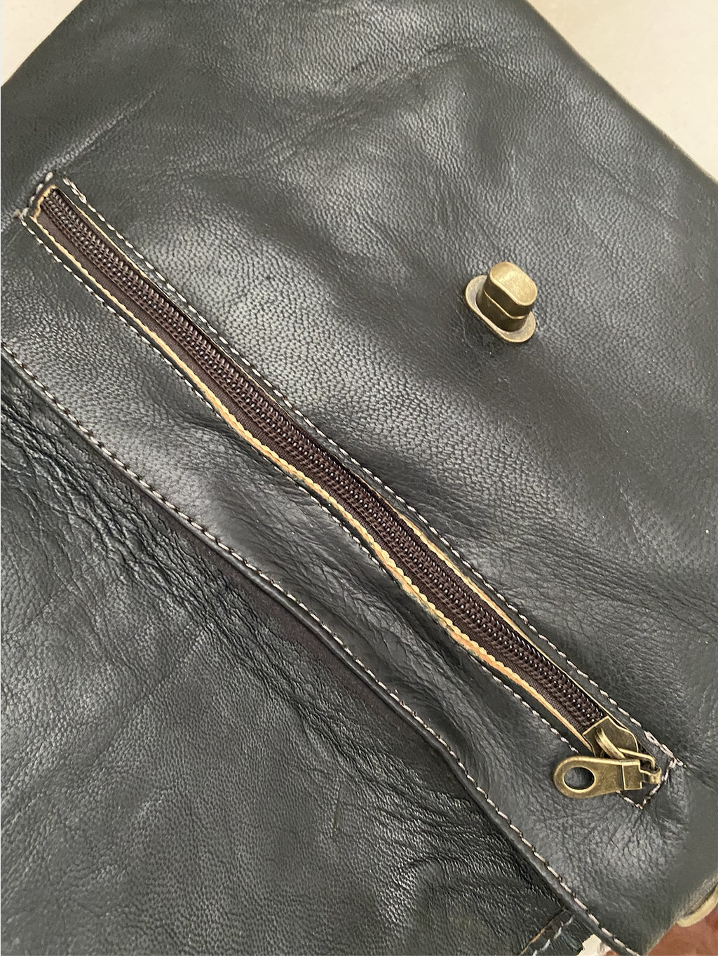 Black Leather Purse made in Morocco