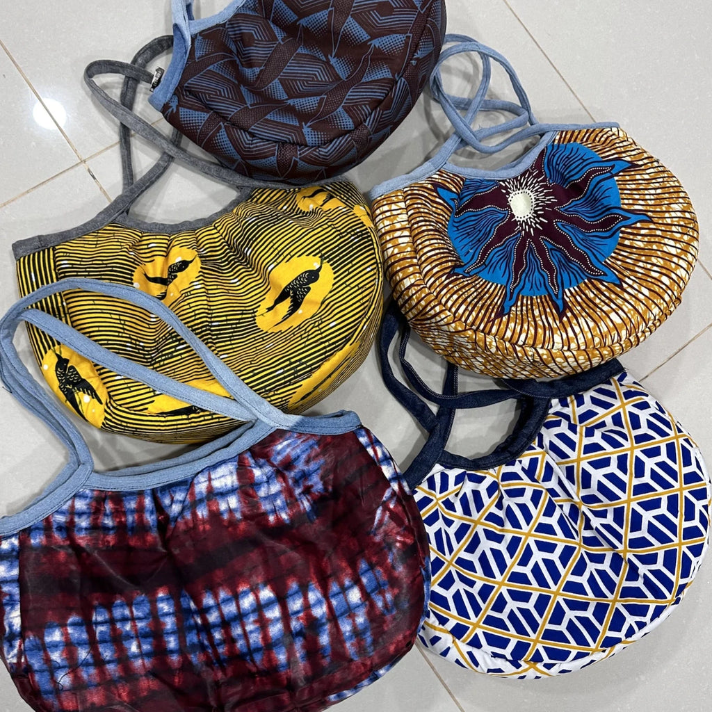 West African Wax Fabric "Kuzas" Hobo Bag Purse