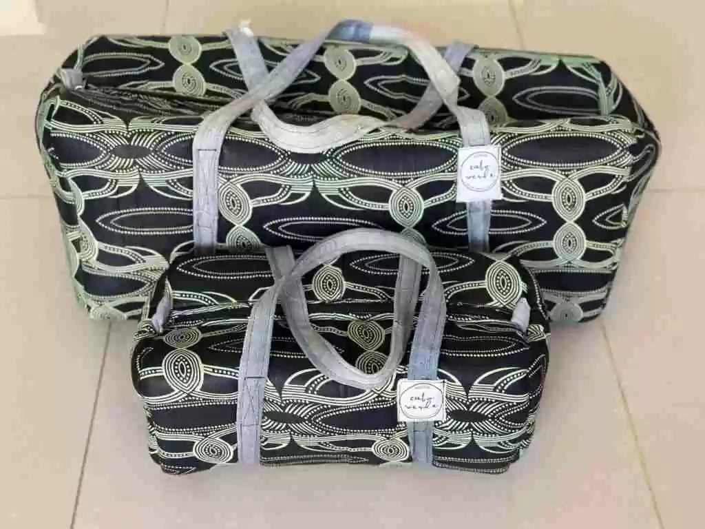 West African Wax Fabric Travel Bag "Mini and Me" Set