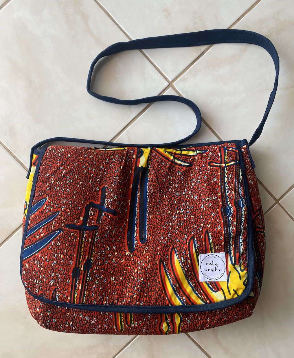 West African Wax Fabric "Kuzas" Messenger Bag Purse